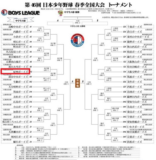 第46回日本少年野球春季全国大会トーナメント表
