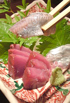 刺身二種盛り カツオと中羽イワシ