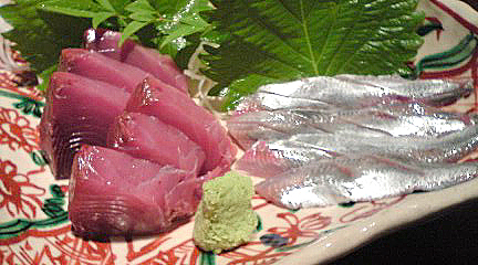 刺身二種盛り カツオと中羽イワシ