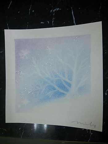 季節のカラーアート「冬木立」