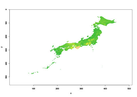ある日の土壌雨量指数 ある日の土壌雨量指数
