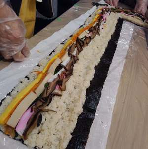 長い巻き寿司リハーサル